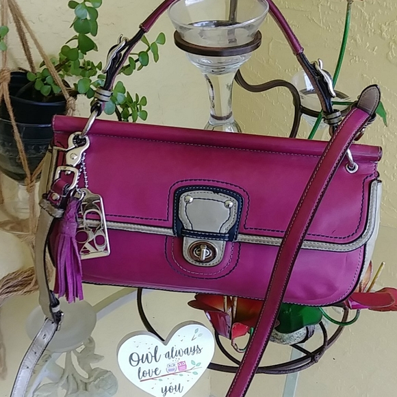 GORGEOUS BERRY COLORBLOCK FULLGRAIN LEATHER  COACH 70TH ANNIVERSARY WILLIS… - Picture 3 of 17